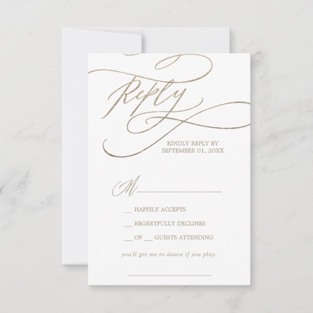 Cartão RSVP de Solicitação de Música de Caligrafia (Frente)