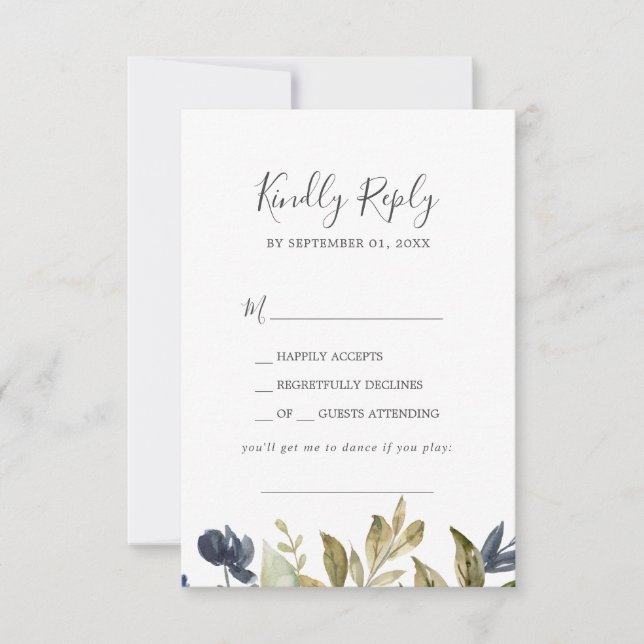 Cartão RSVP de Solicitação de Música Verde do outo (Frente)