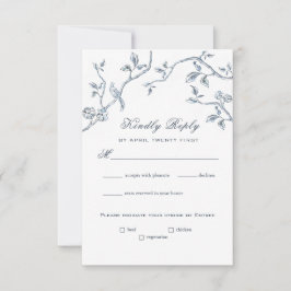 Cartão RSVP de Toile Azul e Branco