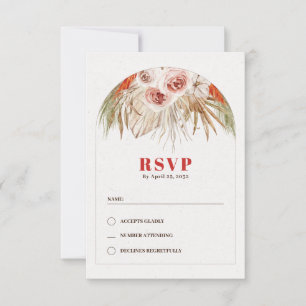Cartão RSVP de tons de terra de boho floral do des