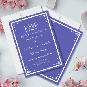 Cartão RSVP de Website de Casamento Chic Azul