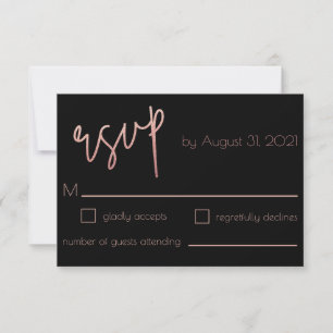 Cartão RSVP Deco de Arte de Casamento com Glitter Dourado e Pr