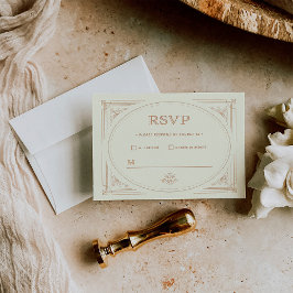 Cartão RSVP Deco Moderno | Casamento Dourado Elegante e Casame