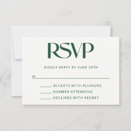 Cartão RSVP Decoração Serif Deep Pine Casamento