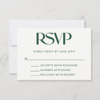 Cartão RSVP Decoração Serif Deep Pine Casamento