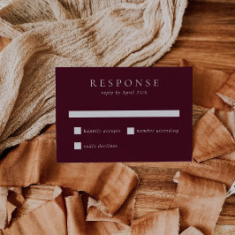 Cartão RSVP Deep Burgundy Elegant Classic Wedding