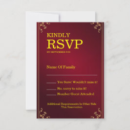 Cartão RSVP Deep Burgundy Ivory Elegant Wedding