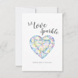 Cartão RSVP Deixe o amor brilhar Diamond Casando aquarela