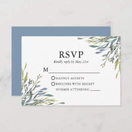 Cartão RSVP Delicado Casamento Azul Molerado