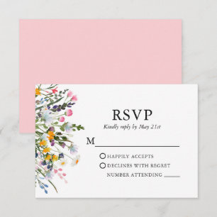Cartão RSVP Delicar Watercolor Flores Selvagens, Blush Rosa De