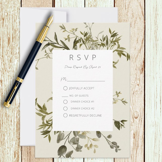 Cartão RSVP Delicate Boho Greenery Wedding (Criador carregado)