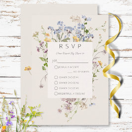 Cartão RSVP Delicate Boho Wildflower Cream Três Janto