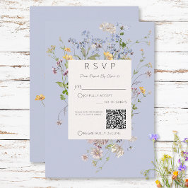 Cartão RSVP Delicate Boho Wildflower Periwinkle Código QR