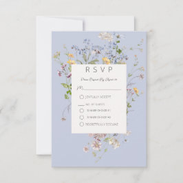 Cartão RSVP Delicate Boho Wildflower Periwinkle Wedding