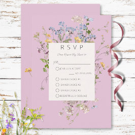 Cartão RSVP Delicate Boho Wildflower Rosa Três Jantar