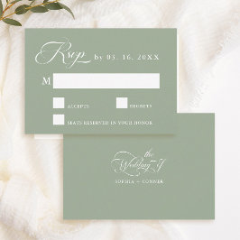 Cartão RSVP Delicate Elegant Wedding Sage Green