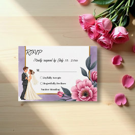 Cartão RSVP Delicate Watercolor Floral Bride E Casamento De Gr