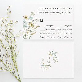 Cartão RSVP Delicate Wildflower Modern Boho Wedding