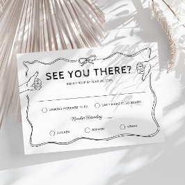 Cartão RSVP Desenho à Mão Caprichoso de Casamento