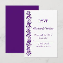 Cartão RSVP Desenho de casamento floral elegante