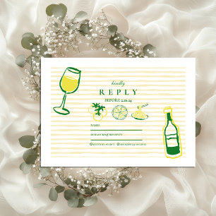 Cartão RSVP Desenho de Casamento Italiano Amarelo