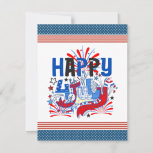 Cartão RSVP Desenho de Celebração Patriótica do 4 de Julho Fel