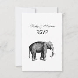 Cartão RSVP Desenho de elefante de vinheta