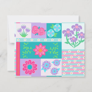 Cartão RSVP Desenho de Flores Vibrantes em Flor