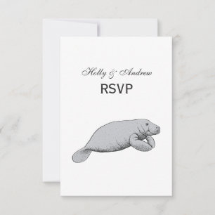 Cartão RSVP Desenho do Vintage Manatee