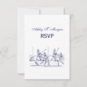 Cartão RSVP Desenho Estilizado de Partida de Polo Vintage #2 A