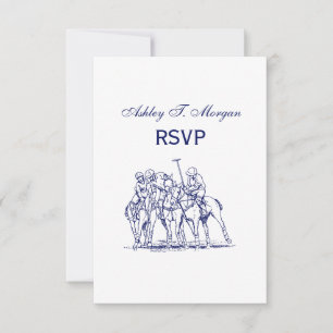 Cartão RSVP Desenho Estilizado Vintage de Partida de Polo #1 A