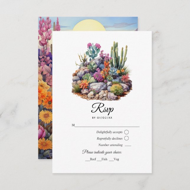 Cartão RSVP Desert Hues Floral Wedding (Frente/Verso)