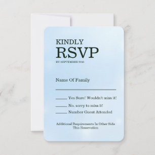 Cartão RSVP Design Brilho Gelo Azul Congelante