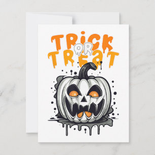 Cartão RSVP Design de Abóbora de Halloween Truque ou Tratar