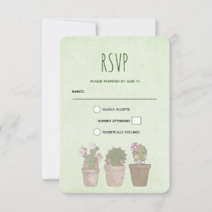 Cartão RSVP Design de Cactus Trio Watercolor com Sorriso Bonit
