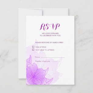 Cartão RSVP Design de Casamento Floral Roxo Lavanda & Branco R