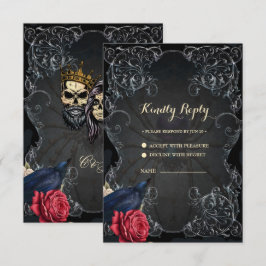 Cartão RSVP Design de casamento gótica impressionante com crân