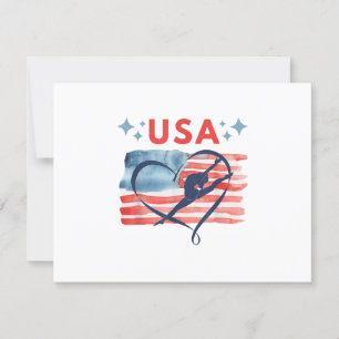 Cartão RSVP Design de ginástica Patriótica Americana