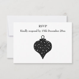 Cartão RSVP Design de Natal Negro e Branco.
