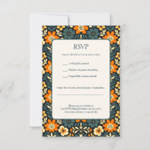 Design Floral Moderno em Azul Turquesa e Laranja