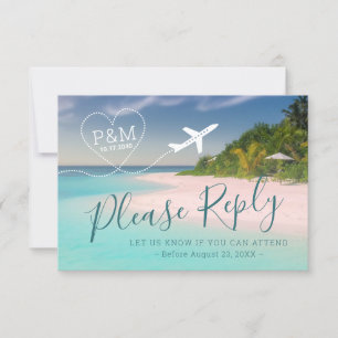 Cartão RSVP Destino do avião de treino aéreo de casamento de p