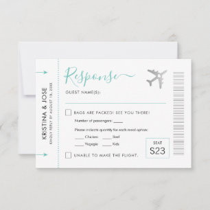 Cartão RSVP Destino do Bilhete de Avião de Prata de Embarque