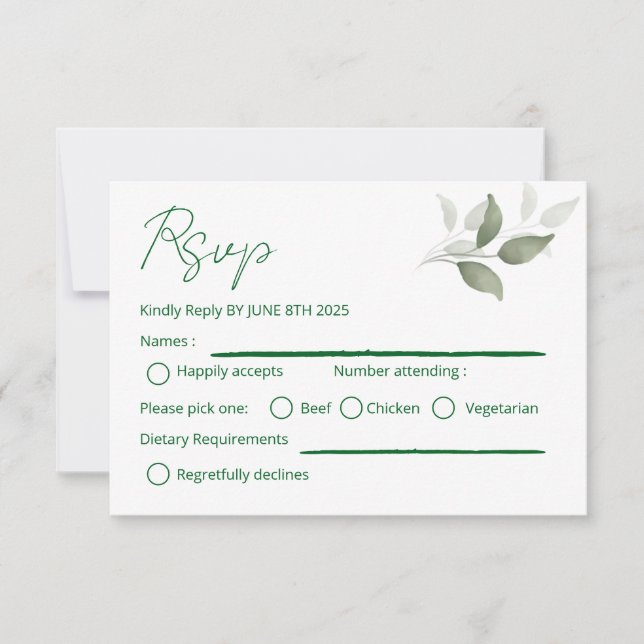 Cartão RSVP detalhe da folha (Frente)