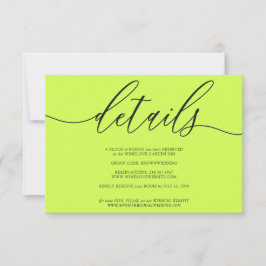 Cartão RSVP Detalhes Cyber Lime Jet Black Simples