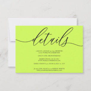 Cartão RSVP Detalhes Cyber Lime Jet Black Simples