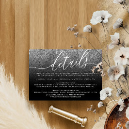 Cartão RSVP Detalhes da Acomodação do Casamento Glitter Silver