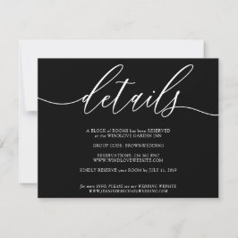 Cartão RSVP Detalhes da Celebração de Casamento Moderno Preto