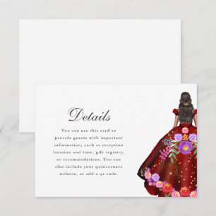Cartão RSVP Detalhes da Quinceanera Floral bonito Red Fiesta