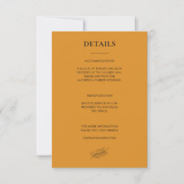 Cartão RSVP Detalhes de Casamento Boho Mostarda Terracota