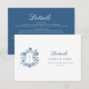 Cartão RSVP Detalhes de Casamento com Brasão Floral Personaliz